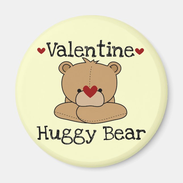 Valentine Huggy Bear Round Magnet (Front)