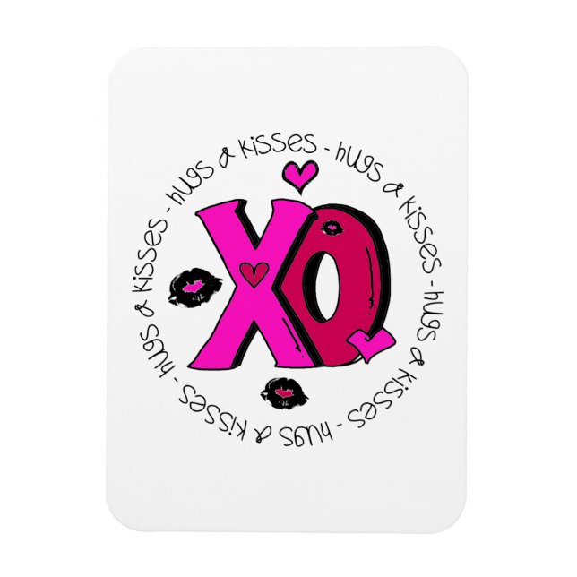 Valentine Hugs and Kisses Magnet (Vertical)