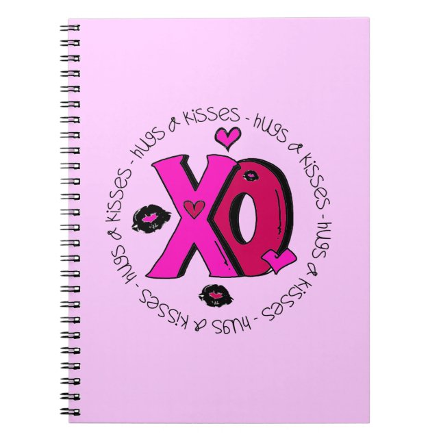Valentine Hugs and Kisses Spiral Notebook (Front)