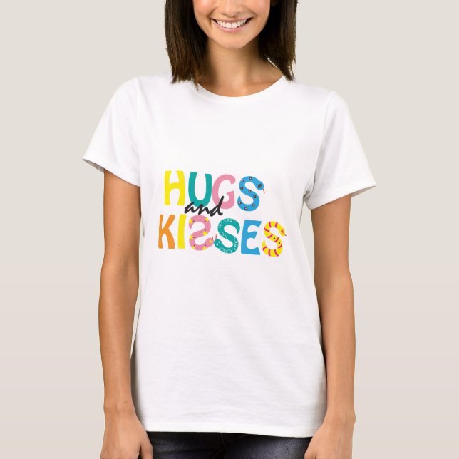 Valentine Hugs & Kisses Snake Theme T shirt (Front)