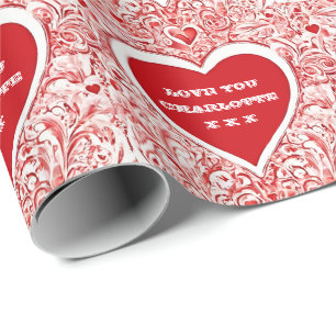 Valentine I Love You Red And White Pattern Wrapping Paper