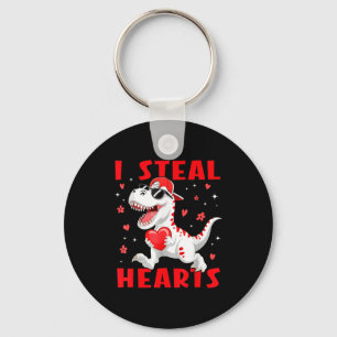 Valentine I Steal Hearts T-rex Dinosaur Baby Boy T Key Ring