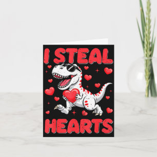 Valentine I Steal Hearts Trex Dino Toddler Kids Ba Card