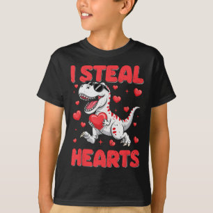 Valentine I Steal Hearts Trex Dino Toddler Kids By T-Shirt