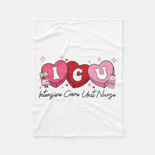 Valentine Icu Nurse Retro Intensive Care Unit Nurs Fleece Blanket