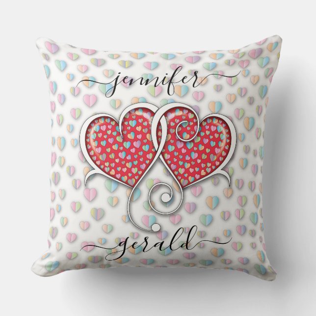 Valentine Interlocked Hearts Design Cushion (Front)