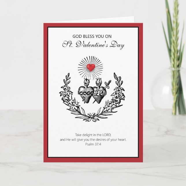 Valentine Jesus Catholic Religious Sacred Heart  Holiday Card (Front)