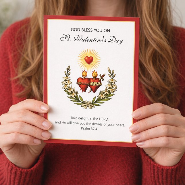 Valentine Jesus Catholic Religious Sacred Heart  Holiday Card (Creator Uploaded)