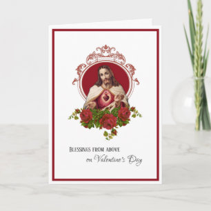 Valentine Jesus Catholic Religious Sacred Heart Holiday Card