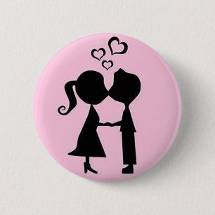 VALENTINE KISS 6 CM ROUND BADGE