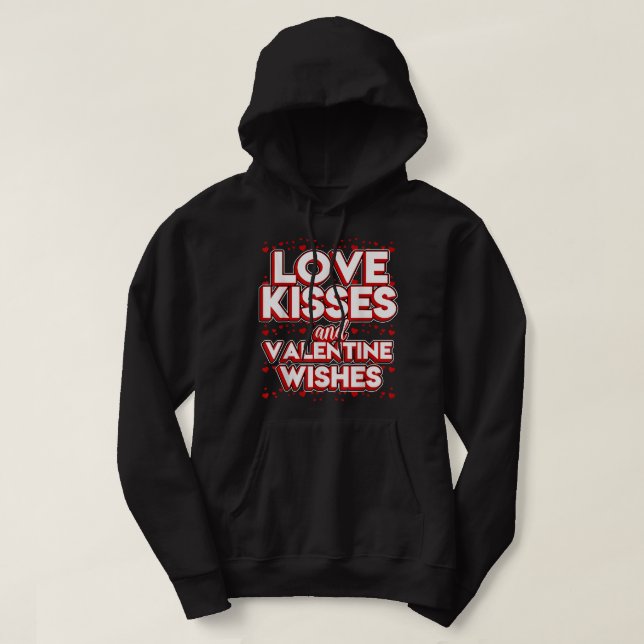 Valentine Kiss Design - Love Kisses and Valentine  Hoodie (Design Front)