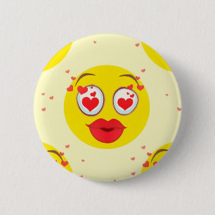 Valentine kiss Emoji 6 Cm Round Badge