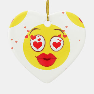 Valentine kiss Emoji Ceramic Tree Decoration