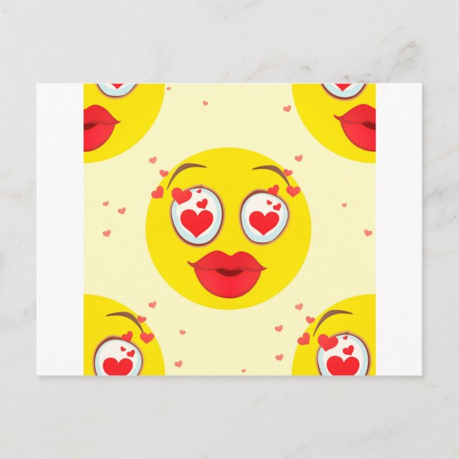 Valentine kiss Emoji Holiday Postcard (Front)