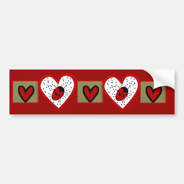 Valentine Ladybug Bumper Sticker (Front)