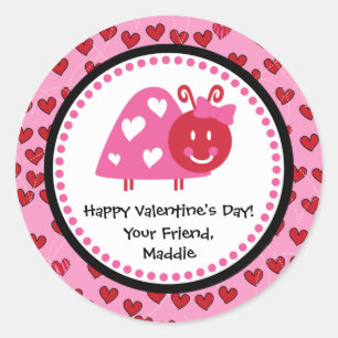 Valentine Ladybug Party Favour Classic Round Sticker