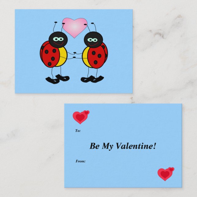 Valentine Ladybugs in Love Mini Kids Cards (Front/Back)