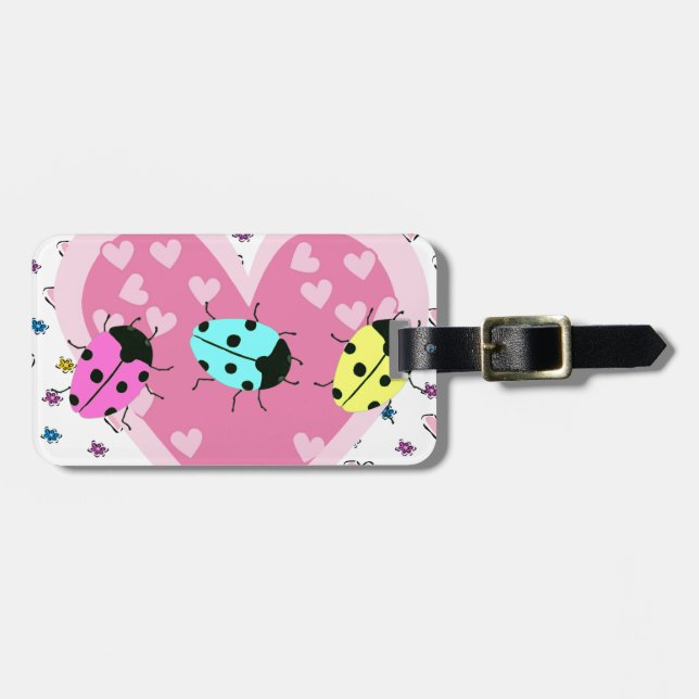 VALENTINE LADYBUGS LUGGAGE TAG (Front Horizontal)