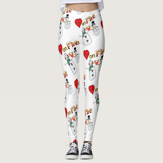 Valentine Leggings Long Snowman Fire (Front)