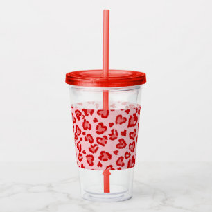Valentine Leopard Pattern in Red on Blush Acrylic Tumbler