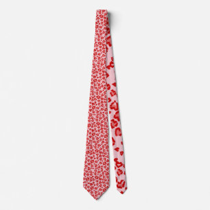 Valentine Leopard Pattern in Red on Blush  Tie