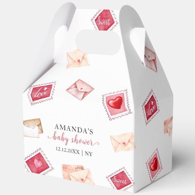 Valentine Letter Stamp Sweetheart Baby Shower  Favour Box (Front)