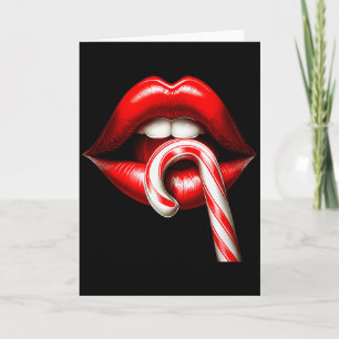 Valentine Lips Kisses Valentines Funny Candy Cane  Card