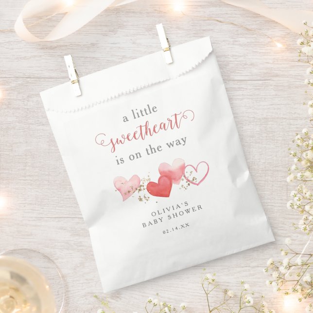 Valentine Little Sweetheart Hearts Baby Shower Favour Bags (Clipped)