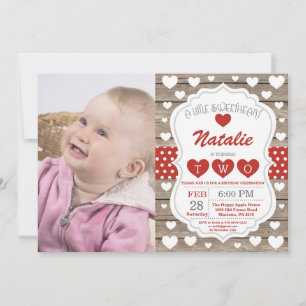 Valentine Little Sweetheart Second 2nd Birthday Invitation