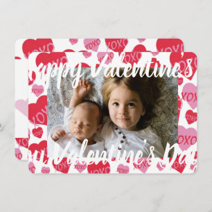Valentine Little Sweethearts Pink Red XOXO Hearts  Card