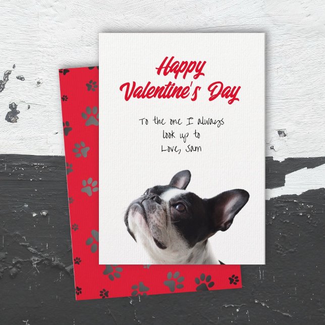 Valentine Look Up To Saying Boston Terrier Card (Creator Uploaded)