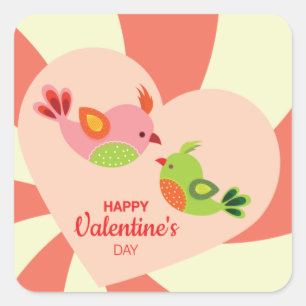 Valentine Love Birds Square Sticker