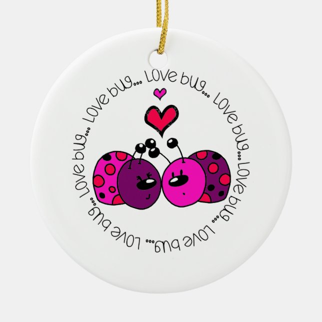 Valentine Love Bug Ceramic Tree Decoration (Front)