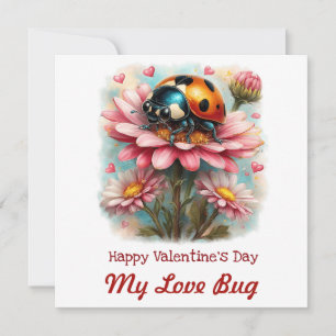 Valentine Love Bug on Blossoms Rose Card