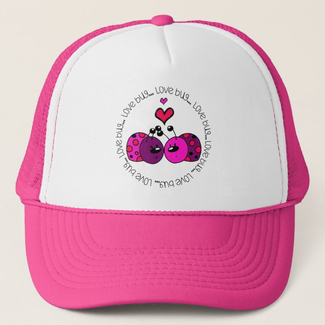 Valentine Love Bug Trucker Hat (Front)