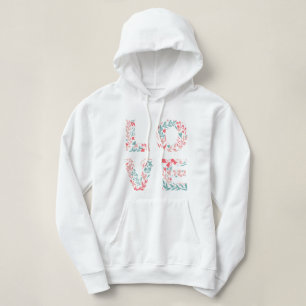 Valentine Love Elegant Floral Rose Pink Typography Hoodie