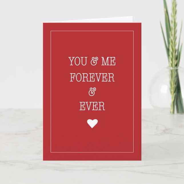 Valentine Love Forever and Ever Red White Heart Card (Front)