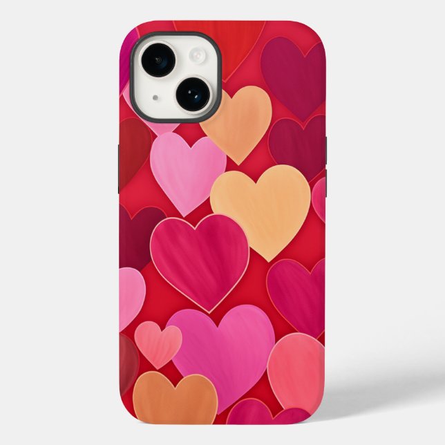 Valentine Love Hearts Pink Red Case-Mate iPhone Case (Back)