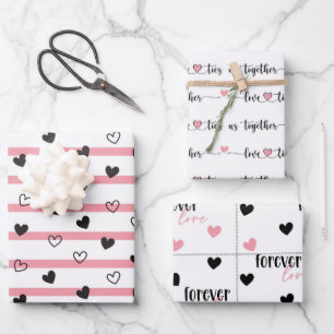 Valentine Love Hearts Ties Us Forever Wrapping Paper Sheet