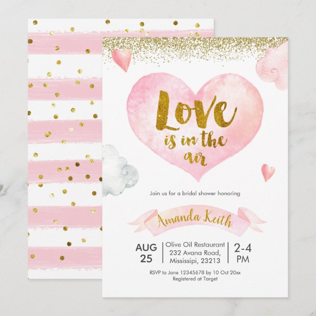 Valentine Love is In The Air Bridal Shower Invitation (Front/Back)