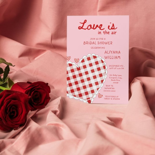 Valentine Love is in the Air Pink Bridal Shower Invitation (Creator Uploaded)
