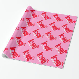 Valentine love named personalised gift wrap