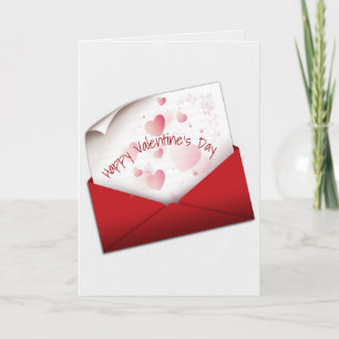 Valentine Love Note in Red Envelope Card