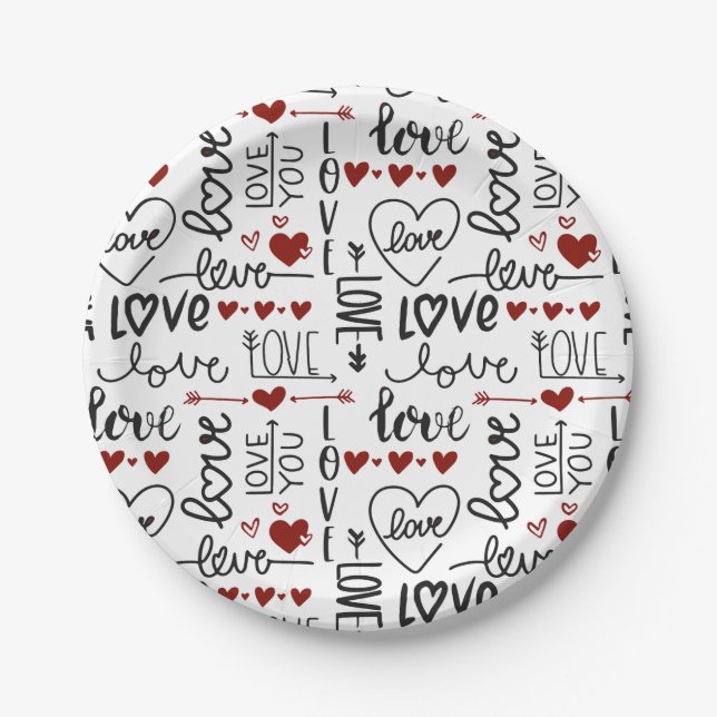 Valentine Love Paper Plate (Front)