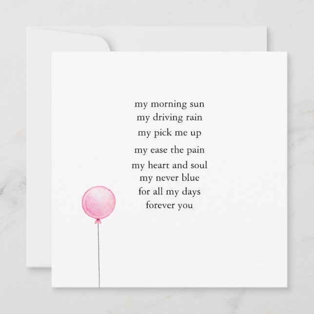 valentine Love poem Anniversary card simple (Front)