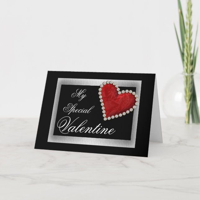 Valentine love red heart romantic holiday card (Front)