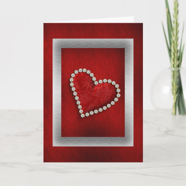 Valentine love red heart romantic holiday card (Front)