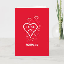 Valentine Love Red with White Hearts Folded Card