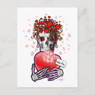 Valentine Love Skull Holiday Postcard