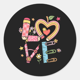 Valentine Love Teachers Women Coquette Love Heart Classic Round Sticker